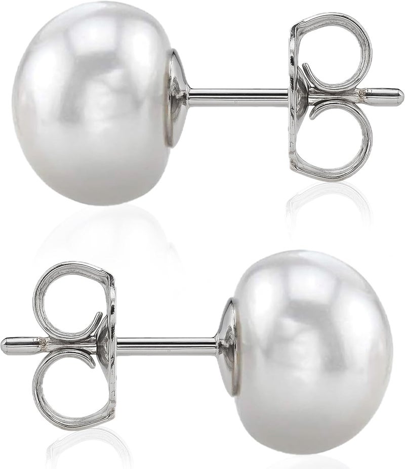 The Pearl Source أقراط من الفضة الاسترلينية المطلية بالذهب عيار 14 قيراط AAAA ذات جودة عالية مع لؤلؤة مياه عذبة حقيقية للنساء | أقراط مضادة للحساسية مع لآلئ مزروعة أصلية هدايا لؤلؤ للذكرى السنوية - Image 1