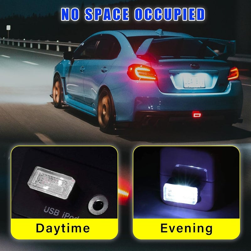 Augeny 4 PCS USB LED Car Interior Atmosphere Lamp, Plug-in USB Decor Night Light, Portable Auto Ambient Lighting Kit, Universal Vehicle Interior Accessories for Most Cars (White+Red+Blue+Ice Blue) - Image 4