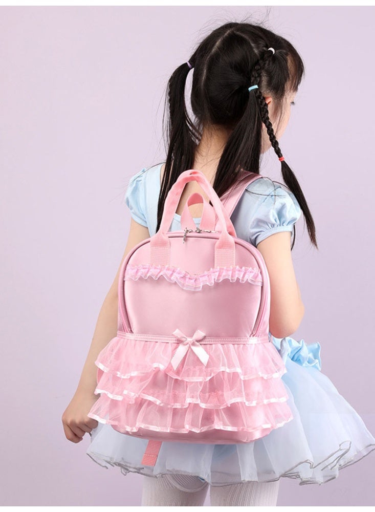 JCB CHIC حقيبة رقص مخصصة من قماش أكسفورد حقيبة باليه للفتيات حقيبة تدريب للأطفال في رياض الأطفال حقيبة ظهر قماشية للتخزين، حقيبة ظهر كبيرة السعة للجمباز للفتيات - Image 1