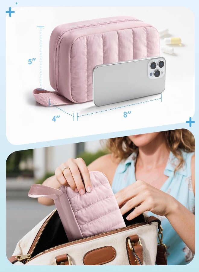 Marscamd Puffy Diabetes Travel Case with 2 Ice Packs, Insulin Cooler Travel Case with Multiple Pockets, Pink - Image 5