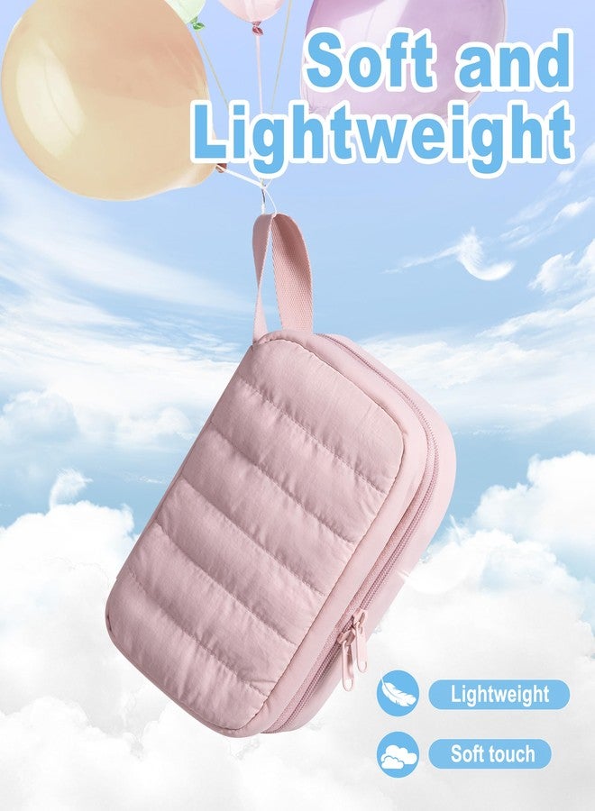 Marscamd Puffy Diabetes Travel Case with 2 Ice Packs, Insulin Cooler Travel Case with Multiple Pockets, Pink - Image 2