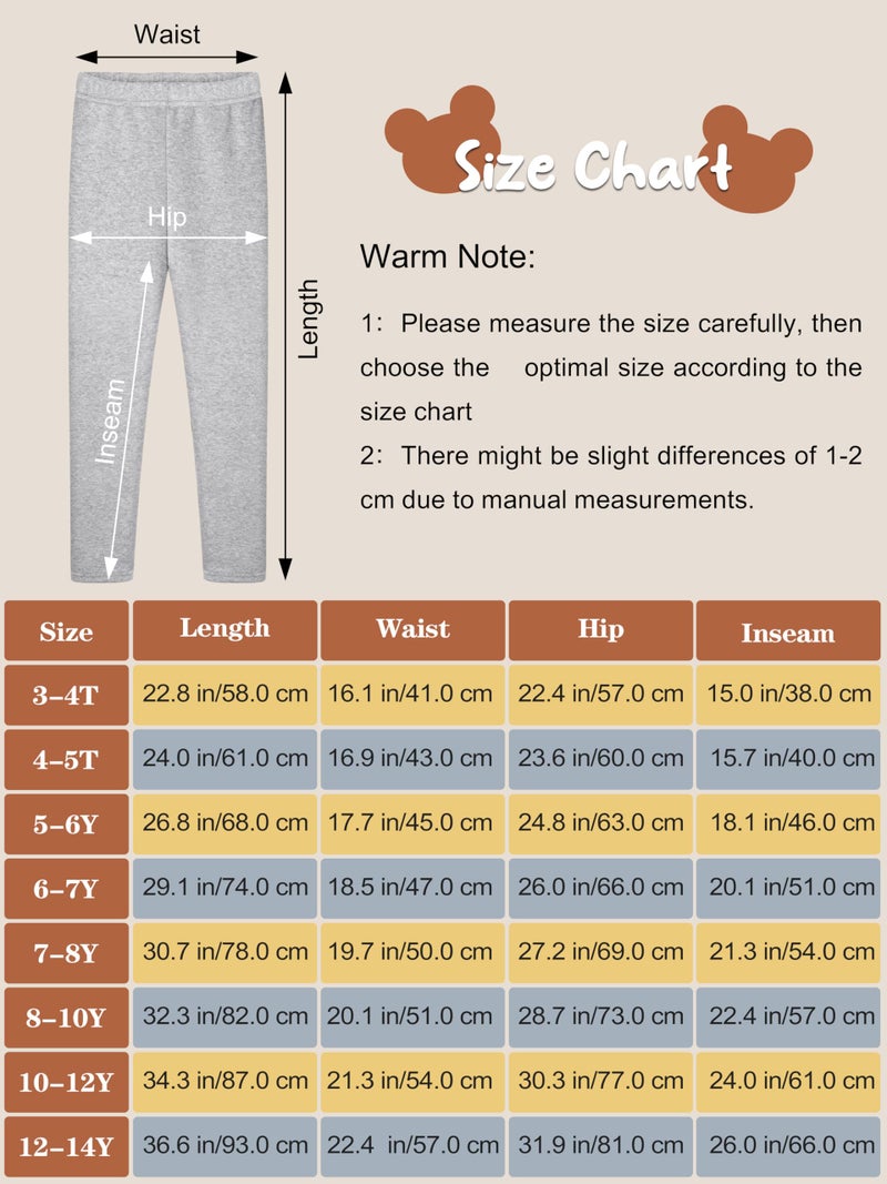 Resinta 4 Pack Girls Winter Warm Fleece Lined Leggings Thick Thermal Tights Pants Soft Stretchy Leggings - Image 3