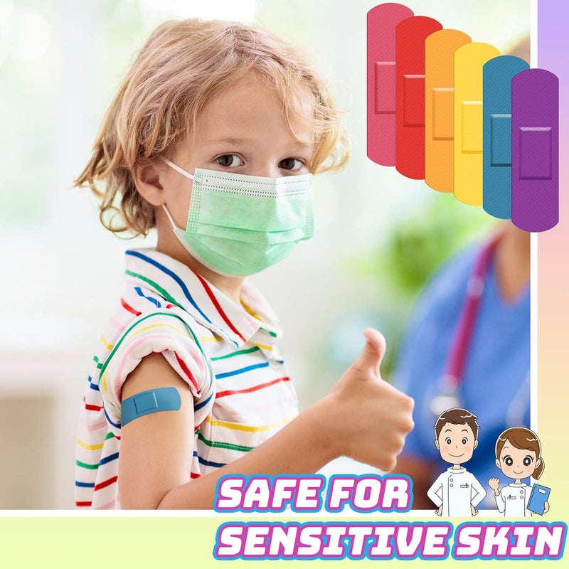 Lounsweer 600 Pcs Kids Bandages Bulk Waterproof Breathable Bandages Neon Colorful Flexible Bands Assorted Colors Flexible Protection Wound Care Scrapes and Slight Cut - Image 5