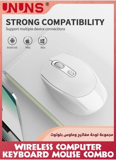 UNUNS 104 Keys Wireless Keyboard Mouse Combo,Ergonomic Full Size Typewriter Retro Round KeycapsKeyboard With Mouse For Windows PC Computer Notebook Laptop,White  - Image 4