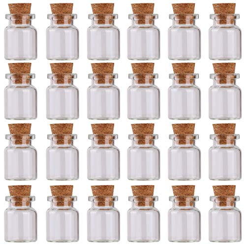 MaxMau 24pcs Mini Glass Bottles with Cork Stoppers 5ml DIY Art Crafts Storage Container,Tiny Glass Vials Cork for Wedding Decoration,Small Glass Corks Jars Party Favor - Image 1