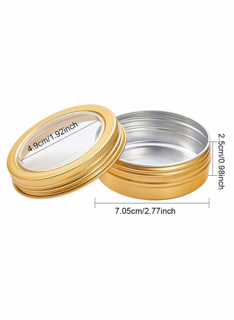Y&D 14 Pack 2 OZ Tin Cans Screw Top Round Aluminum Lid Containers with Clear Window - Great for Store Spices, Candies, Tea or Gift Giving - Image 4
