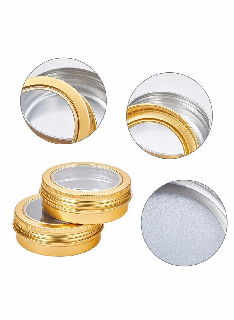 Y&D 14 Pack 2 OZ Tin Cans Screw Top Round Aluminum Lid Containers with Clear Window - Great for Store Spices, Candies, Tea or Gift Giving - Image 3