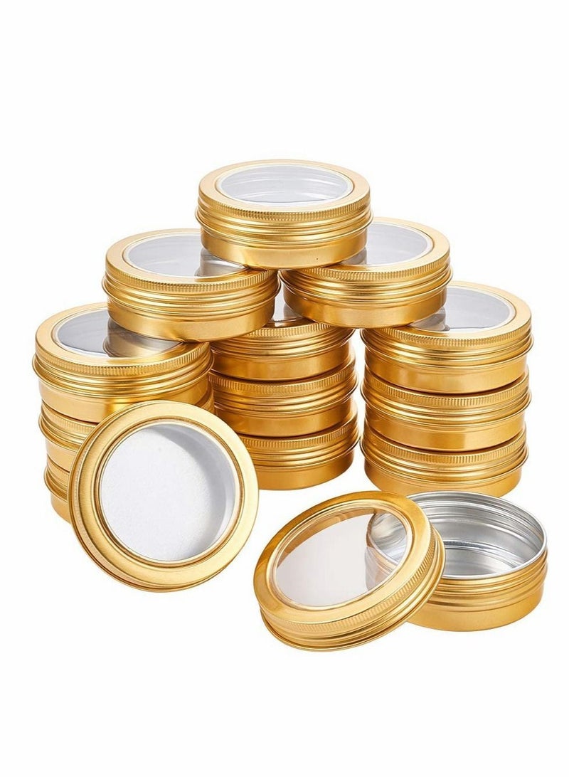 Y&D 14 Pack 2 OZ Tin Cans Screw Top Round Aluminum Lid Containers with Clear Window - Great for Store Spices, Candies, Tea or Gift Giving - Image 2