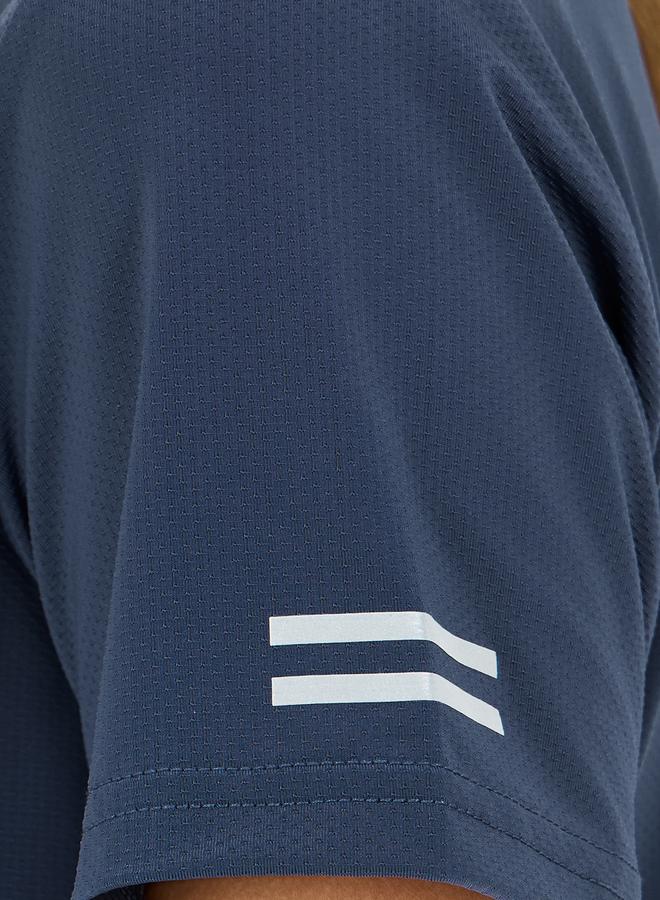 Styli Textured Chest Slogan Reflective Detail Short Sleeves Top - Image 3