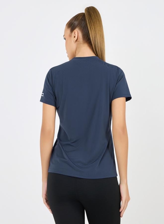 Styli Textured Chest Slogan Reflective Detail Short Sleeves Top - Image 4