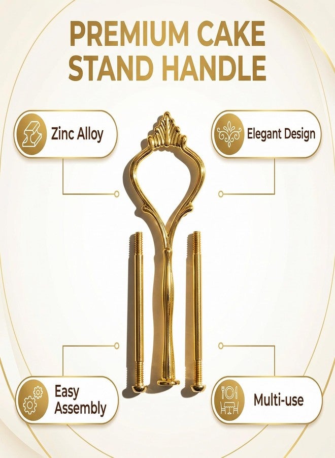 VANTOBEST 1Set 3 Tier Heavy Metal Sunflower Shape Cake Stand Handle Fruit Dessert Cupcake Plate Stand Centre Handle Fittings Round Drill Hardware Rod Dessert Wedding Party Holder with Stylus(Gold) - Image 4