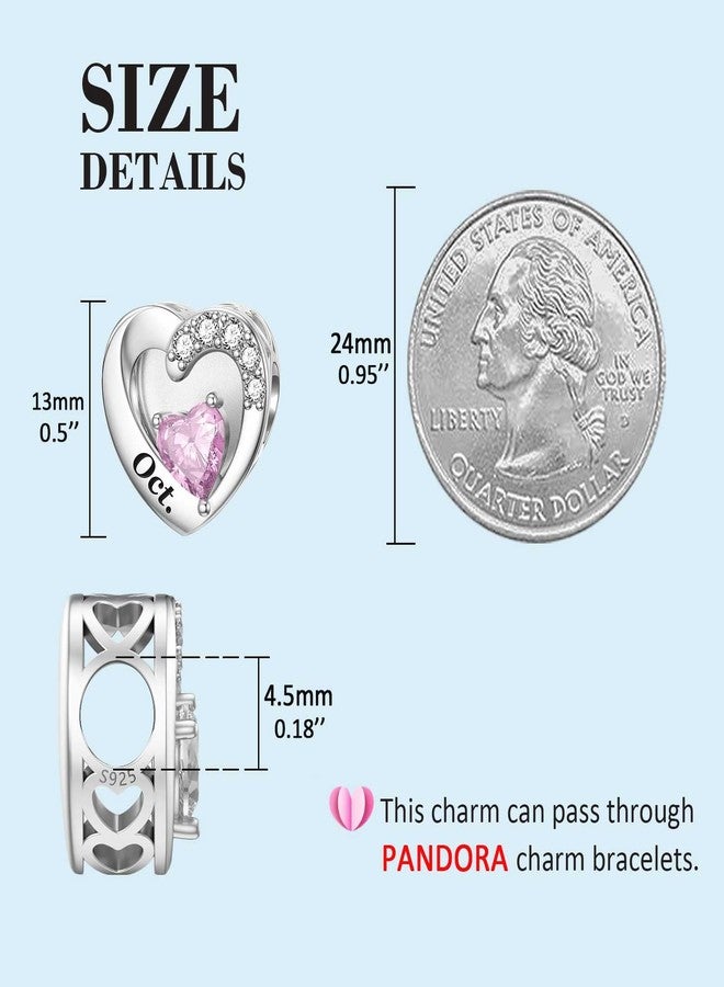 SEVENWELL October Birthflower and October Pink Love Heart Cubic Zirconia Birthstone Charm for Women, Sister, Friend, Love, Wife, Mom, Grandma - Image 4