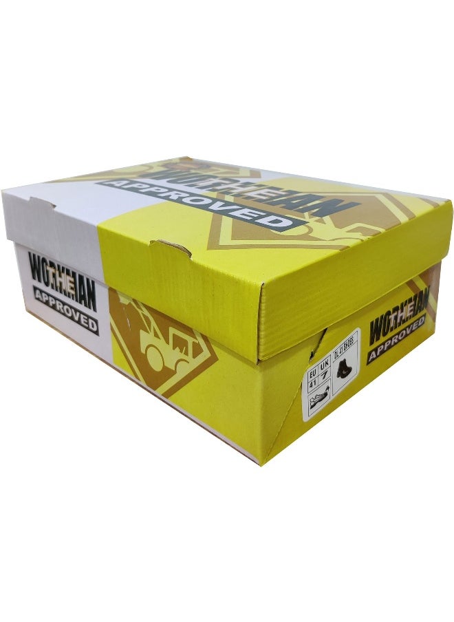 Workman - Draco Black & Yellow Leather Safety Shoes for | Bike Learning Safety Shoes | Antistatic, Anti-Slip, Oil & Heat Resistant | Double Density with Steel Toe | Size-43 - Image 1