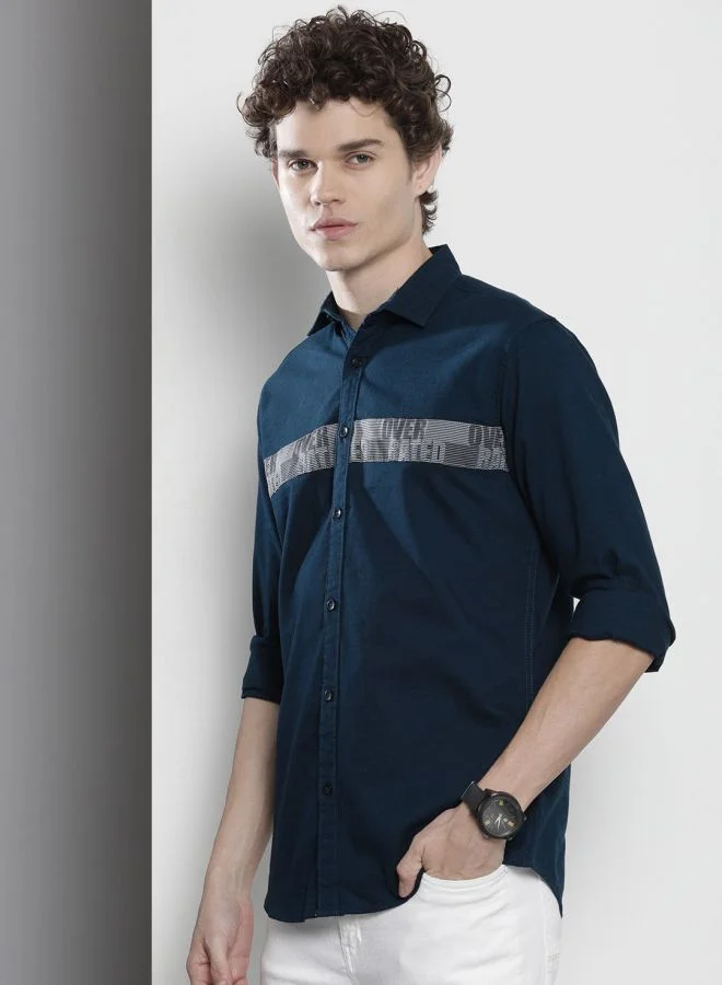 شركة المرآب الهندية Men Regular Fit Solid Full Sleeves Spread Collar Casual Shirt