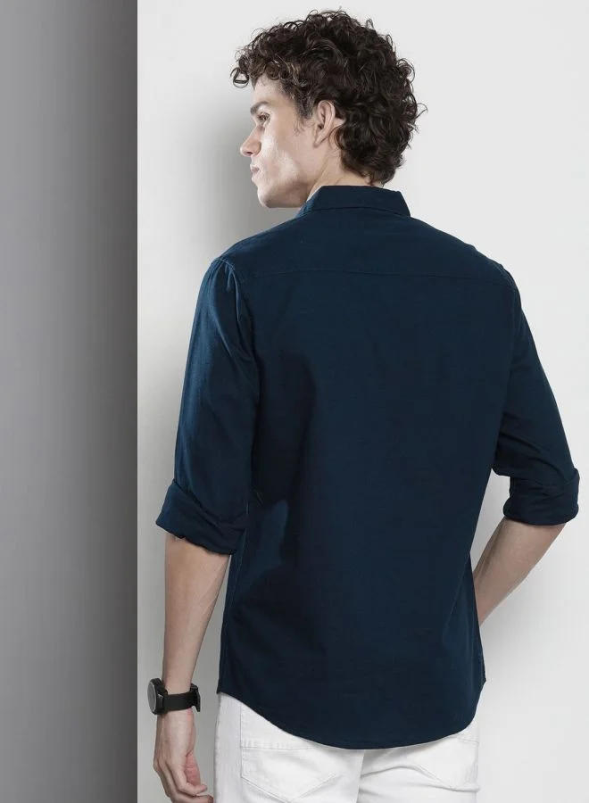 شركة المرآب الهندية Men Regular Fit Solid Full Sleeves Spread Collar Casual Shirt