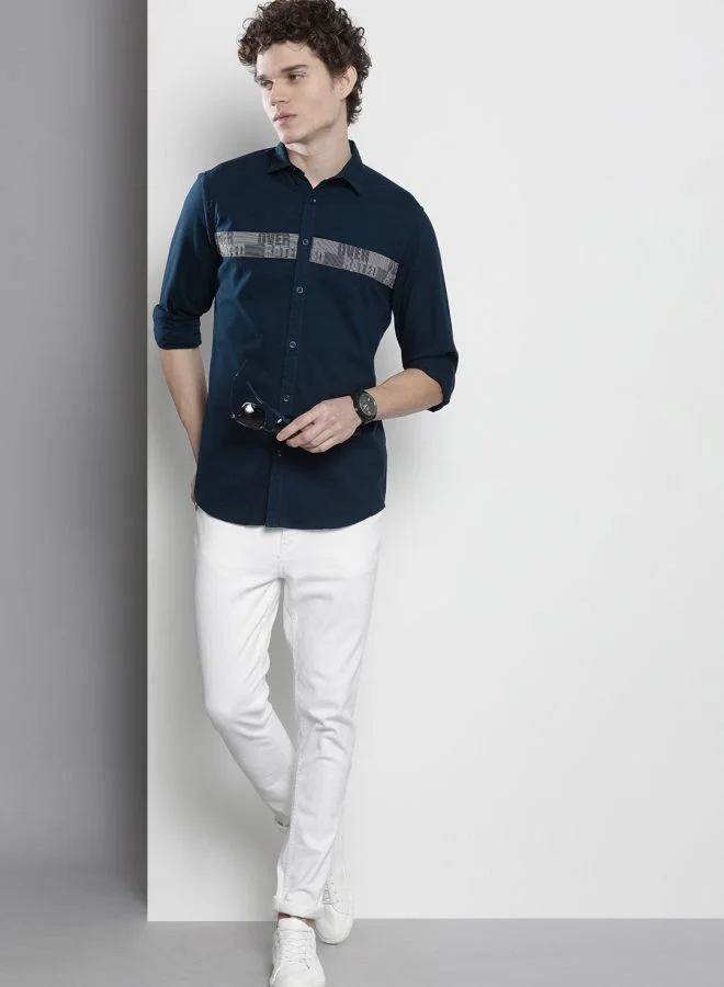 شركة المرآب الهندية Men Regular Fit Solid Full Sleeves Spread Collar Casual Shirt