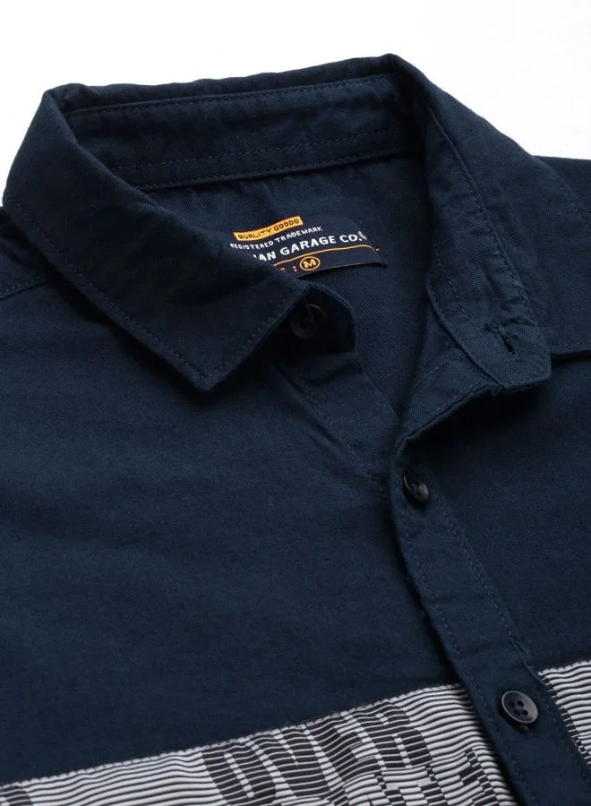 شركة المرآب الهندية Men Regular Fit Solid Full Sleeves Spread Collar Casual Shirt