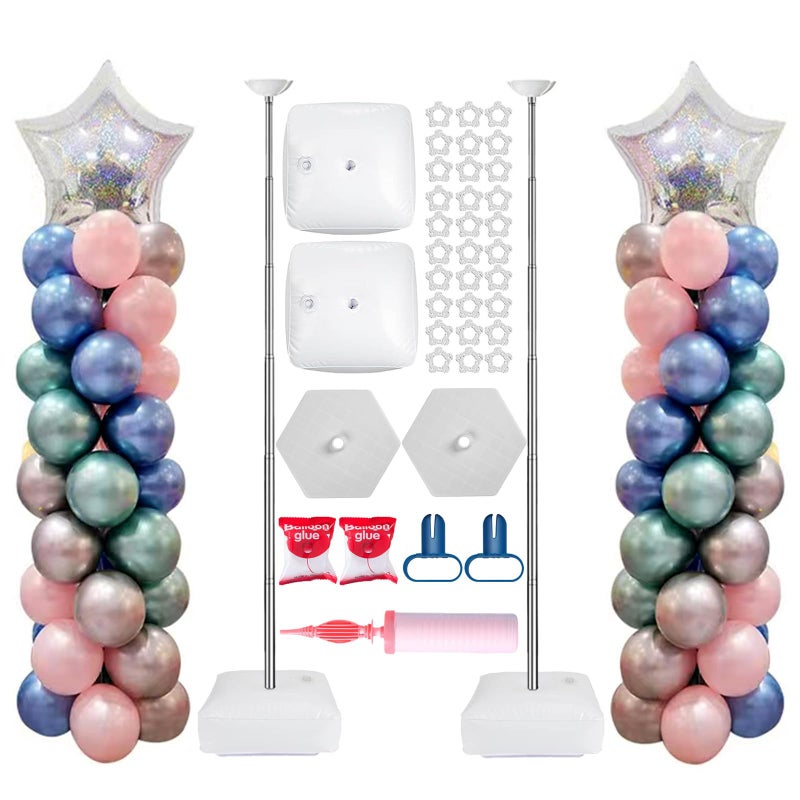 AooeDomi Metal Balloon Column Stand Set of 2 Reusable Telescopic Design Height Adjustable from 157 to 7 Ft Balloon Stander for Party Decorations - Image 2
