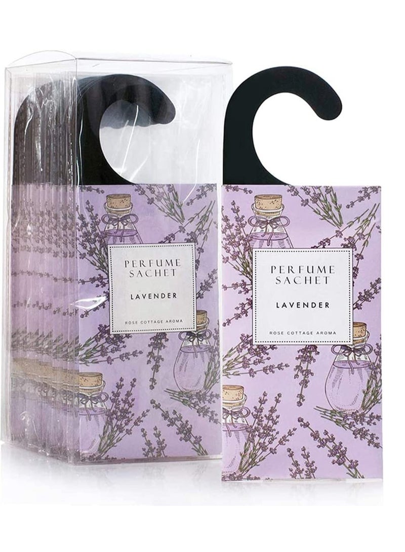Lavender Hanging Sachet Closet Deodorizer 1 Pack 12 Pcs Scent Sachet Drawer Freshener Closet Air Freshener Scented Deodorizer Freshener for Home Car Long Lasting Scented Sachets Smell Goods - Image 1