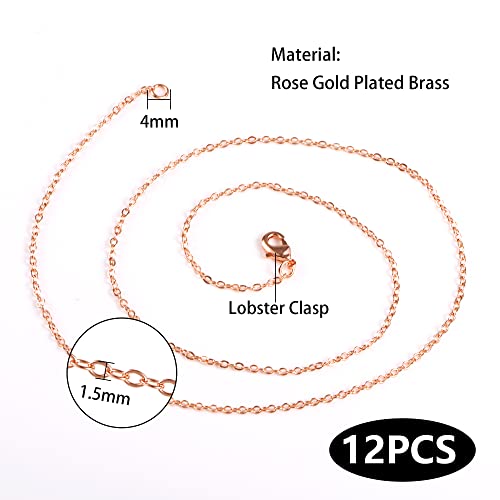 ALEXCRAFT Wholesale 12PCS Rose Gold Plated Solid Brass Chain Hypoallergenic Flat Cable Chains Link Bulk for Jewelry Making(18"(1.5MM)) - Image 5