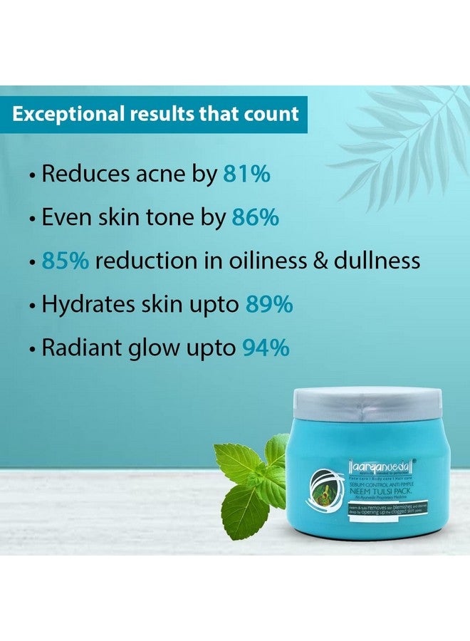 Aryanveda Neem Tulsi Face Pack Cream, Fights Acne & Dark Spots, Controls Excess Sebum Production, Reduces Oiliness & Purifies Skin, Unclogs Pores, Suitable For Sensitive Skin & Acne Prone Skin, 400 G - Image 2