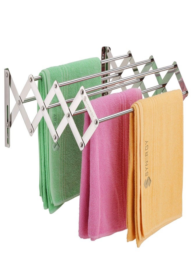 Synergy - 7 Rods - Premium Heavy Duty Stainless Steel Clothes Drying Stand Wall Mounted | Cloth Hanging Stand | Clothes Drying Stand for Balcony | Foldable Cloth Hanger for Drying [SY-CS3] - Image 1