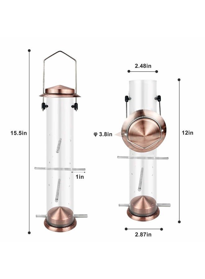 MIXXIDEA Finch Bird Feeder Metal Thistle Seed Feeder with 8 Feeding Ports Nyger Tube Feeder for Outdoors Hanging Copper - Image 2