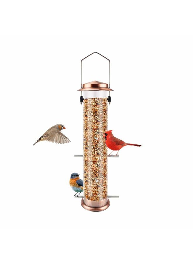 MIXXIDEA Finch Bird Feeder Metal Thistle Seed Feeder with 8 Feeding Ports Nyger Tube Feeder for Outdoors Hanging Copper - Image 1