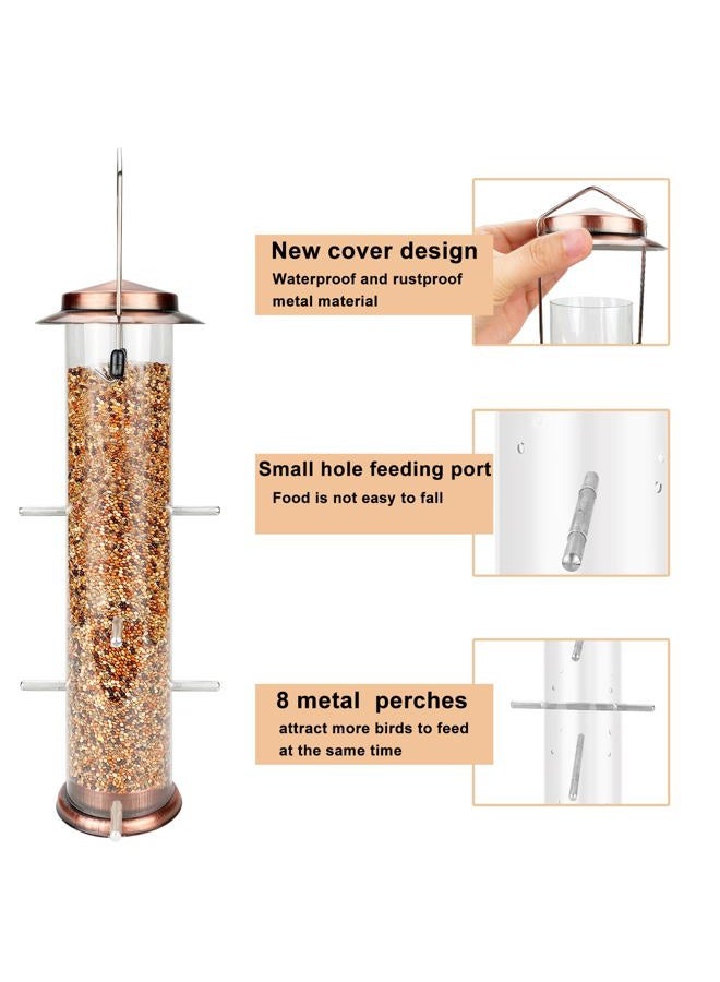 MIXXIDEA Finch Bird Feeder Metal Thistle Seed Feeder with 8 Feeding Ports Nyger Tube Feeder for Outdoors Hanging Copper - Image 3