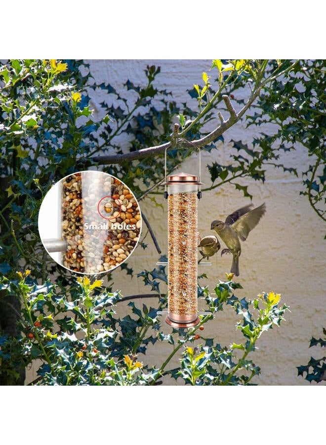 MIXXIDEA Finch Bird Feeder Metal Thistle Seed Feeder with 8 Feeding Ports Nyger Tube Feeder for Outdoors Hanging Copper - Image 4