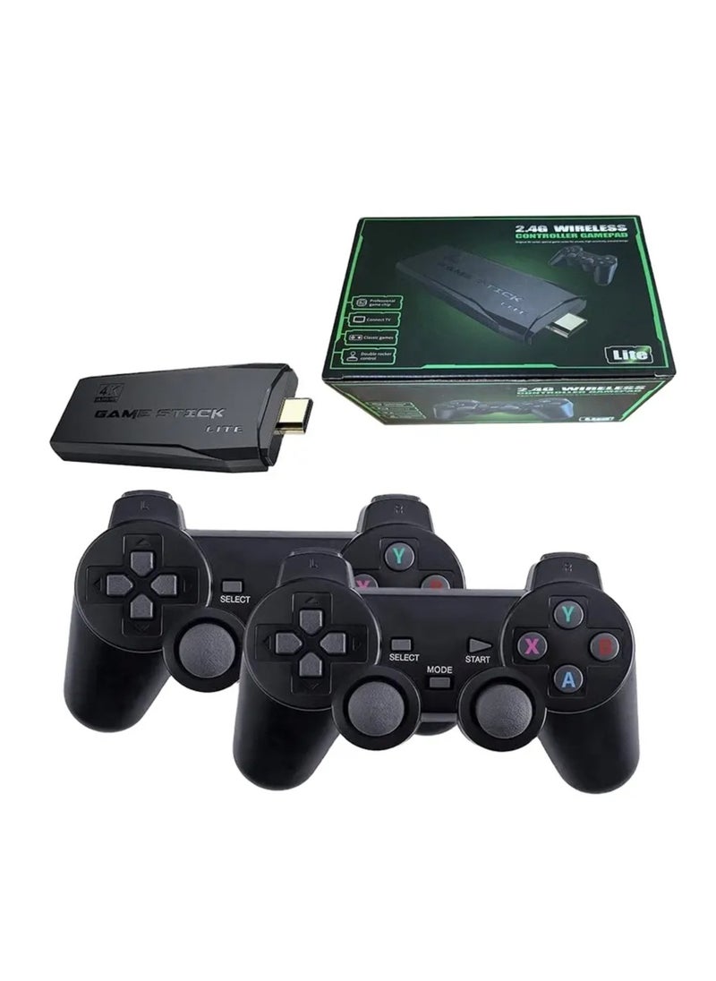 Classic M8 Game Stick 4K Game Console with Two 2.4G Wireless Gamepads Dual Players HDMI Output Built in 3500 Classic Games Compatible with Android TV/PC/Laptop/Projector.