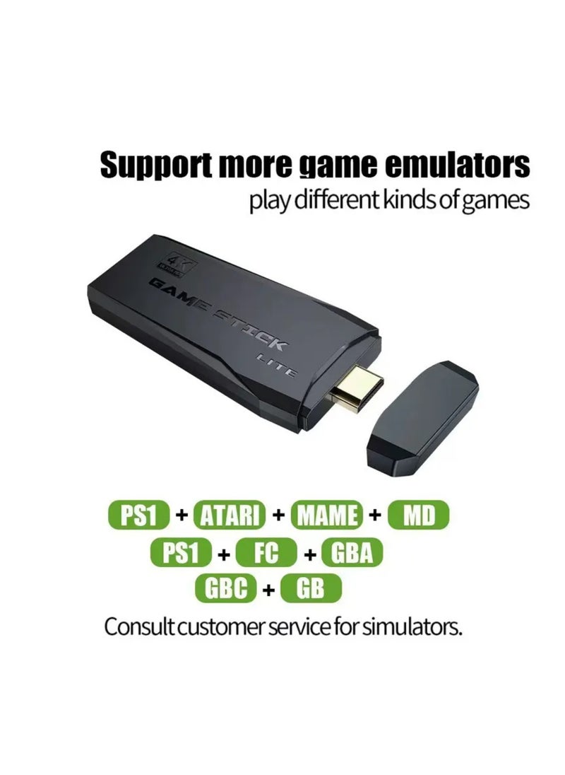 Classic M8 Game Stick 4K Game Console with Two 2.4G Wireless Gamepads Dual Players HDMI Output Built in 3500 Classic Games Compatible with Android TV/PC/Laptop/Projector.