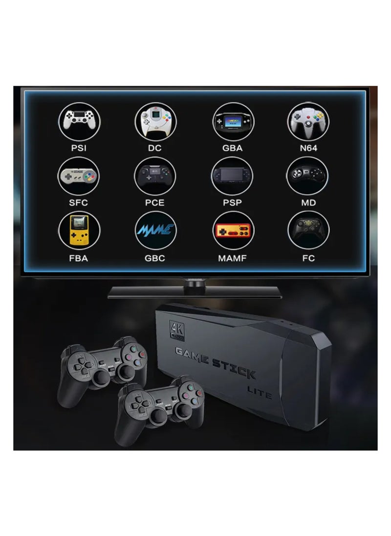 Classic M8 Game Stick 4K Game Console with Two 2.4G Wireless Gamepads Dual Players HDMI Output Built in 3500 Classic Games Compatible with Android TV/PC/Laptop/Projector.