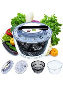 Bukela Salad Spinner, Manual Button Fruit and Vegetable Dehydrator with 5L Bowl, BPA Free, Suitable for Washing and Dehydrating Salad Greens, Lettuce, Fruits and Vegetables  - Image 1