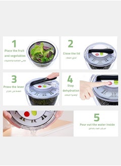 Bukela Salad Spinner, Manual Button Fruit and Vegetable Dehydrator with 5L Bowl, BPA Free, Suitable for Washing and Dehydrating Salad Greens, Lettuce, Fruits and Vegetables  - Image 4