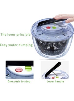 Bukela Salad Spinner, Manual Button Fruit and Vegetable Dehydrator with 5L Bowl, BPA Free, Suitable for Washing and Dehydrating Salad Greens, Lettuce, Fruits and Vegetables  - Image 3