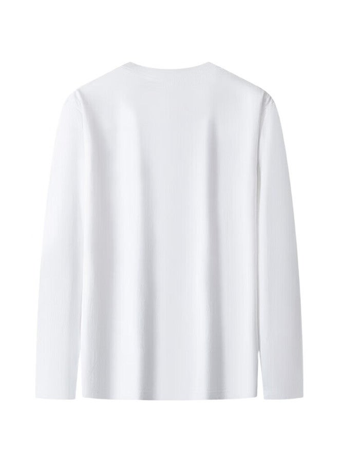 LIMENG 230G Thickened American-Style Pure Cotton Long-Sleeve T-Shirt For Men, White Inner Layer, Round Neck, Loose Undershirt, White, Xl - Image 3