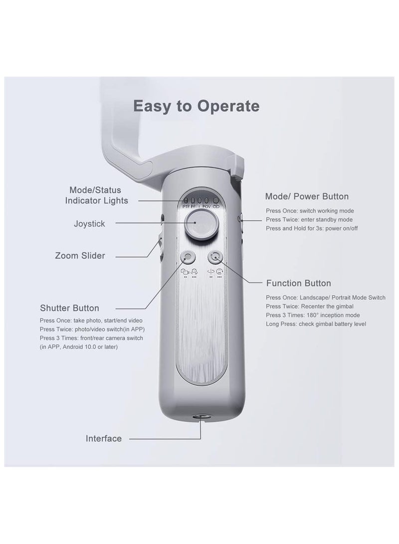 ارواق iSteady XE 3-Axis الهاتف الذكي Gimbal Stabilizer الهاتف المحمول Vlog Gimbal مضاد للاهتزاز مع ضوء تعبئة مغناطيسي LED حامل ثلاثي صغير 280 جرام استبدال سعة التحميل لهاتف iPhone 14/13/12/11 Android Smartp - Image 3