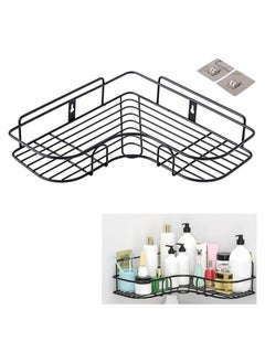 Generic 2 Pices Metal bathroom corner shelf with rust-resistant adhesive sticker with a basket design to prevent water from accumulating in it to organize all bathroom accessories. Painted with high-quality paint - Corner Shower Shelf, Self Adhesive No Drilling Wall Mounted Shower Storage Shelf Organizer For Bathroom, Kitchen And Toilet，Iron  - Image 4