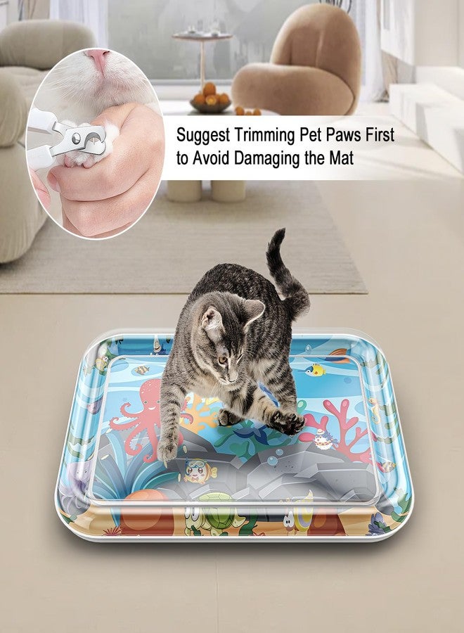Baoyemes Marine Life Themed Cat Play Mat, Thickened Water Sensor Play Mat for Cats, Water Sensor Play Mat with Fish, Pet Water Sensor Mat, Water Sensor Mat Water Feature (Square Octopus) - Image 2