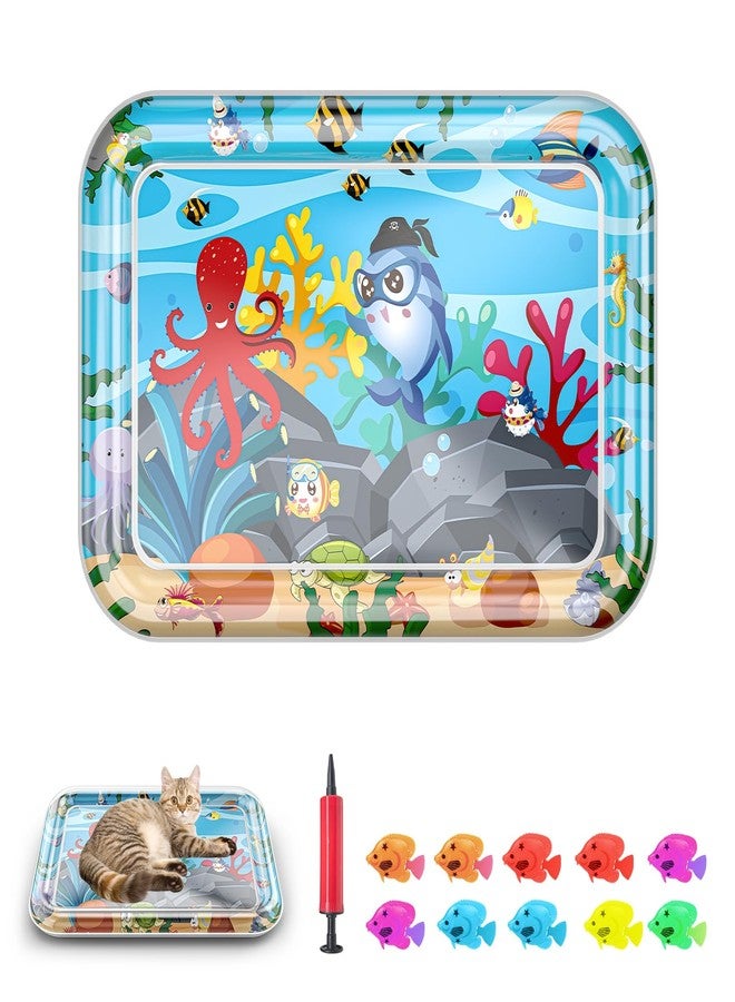 Baoyemes Marine Life Themed Cat Play Mat, Thickened Water Sensor Play Mat for Cats, Water Sensor Play Mat with Fish, Pet Water Sensor Mat, Water Sensor Mat Water Feature (Square Octopus) - Image 1