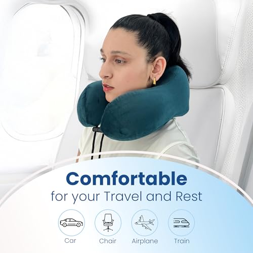 CareFoam Memory Foam Travel Pillow, Comfortable & Supportive Neck Pillow, Pain Relief Sleeping Neck Pillows for Travel, Airplane Pillow for Sleeping Airplane, Car, Office and Home - Image 3
