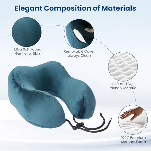 CareFoam Memory Foam Travel Pillow, Comfortable & Supportive Neck Pillow, Pain Relief Sleeping Neck Pillows for Travel, Airplane Pillow for Sleeping Airplane, Car, Office and Home - Image 2