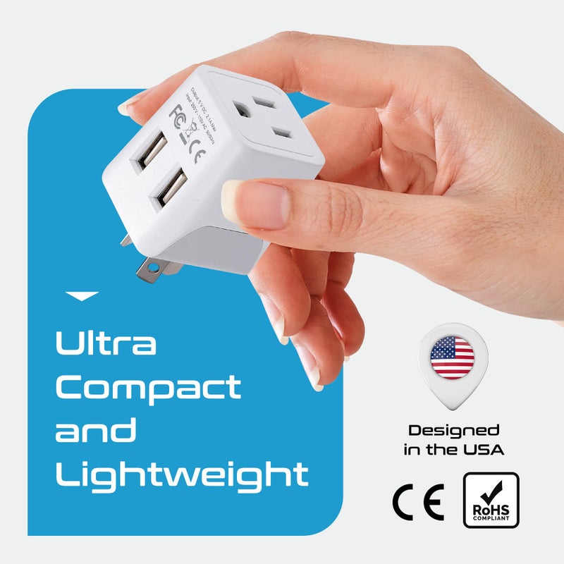Ceptics محول السفر من Ceptics لأستراليا ونيوزيلندا والصين - مدخل USB مزدوج - حجم فائق الصغر - من الولايات المتحدة إلى النوع I - مثالي للهواتف المحمولة والشواحن والكاميرات والأجهزة اللوحية والمزيد (CTU-16) - Image 5