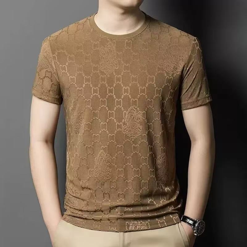 Summer Round Neck Ice Silk Short-Sleeved T-Shirt Men'S Casual Breathable Large Size Half-Sleeved T-Shirt Top Trendy Shirt - Image 1