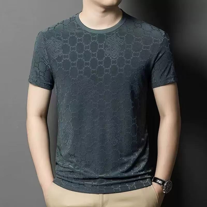 Summer Round Neck Ice Silk Short-Sleeved T-Shirt Men'S Casual Breathable Large Size Half-Sleeved T-Shirt Top Trendy Shirt - Image 3