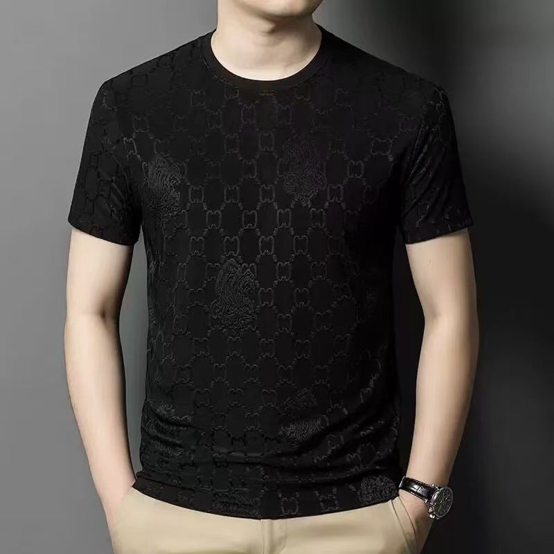 Summer Round Neck Ice Silk Short-Sleeved T-Shirt Men'S Casual Breathable Large Size Half-Sleeved T-Shirt Top Trendy Shirt - Image 4