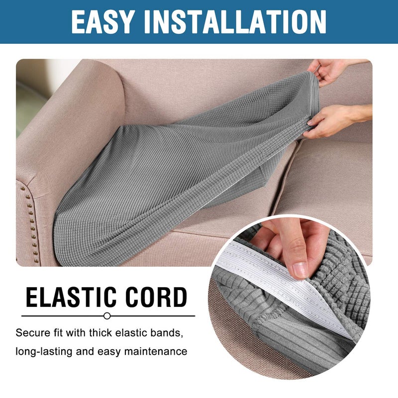 اتش. فيرسيلتيكس H.Versailtex أغطية وسائد مقعد فردية قابلة للتمدد للغاية، أغطية للأريكة، أغطية وسائد للأريكة، مجموعات أغطية سميكة من قماش الجاكار المنسوج (3 قطع أغطية وسائد للأريكة مقاس Xl) - Image 5