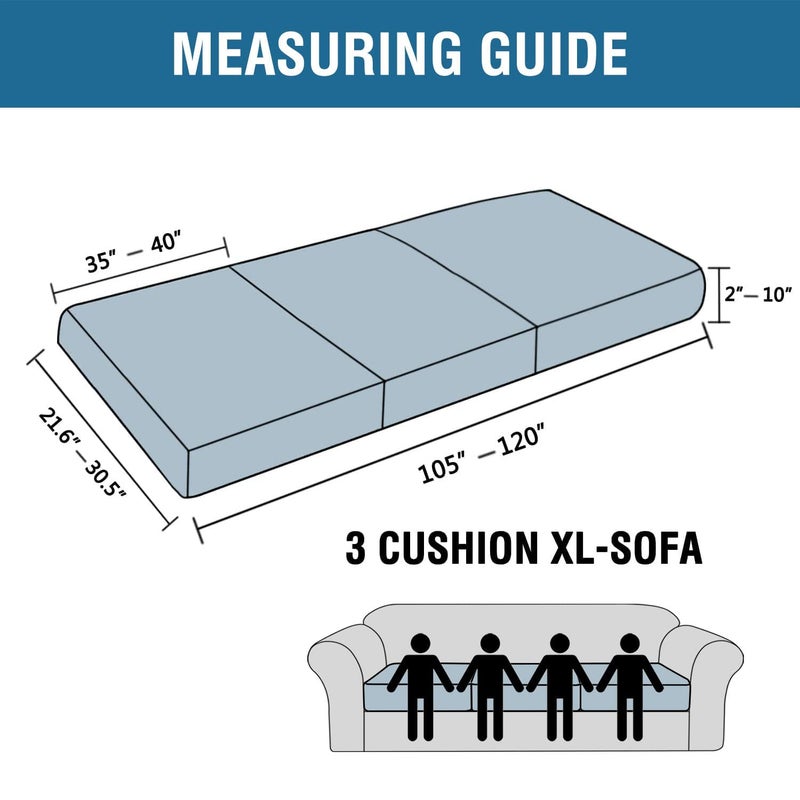 اتش. فيرسيلتيكس H.Versailtex أغطية وسائد مقعد فردية قابلة للتمدد للغاية، أغطية للأريكة، أغطية وسائد للأريكة، مجموعات أغطية سميكة من قماش الجاكار المنسوج (3 قطع أغطية وسائد للأريكة مقاس Xl) - Image 3