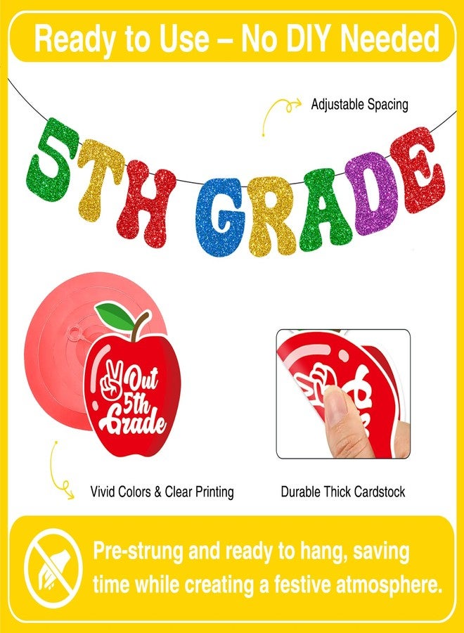 Biswiter 5th Grade Graduation Decorations, NO-DIY Glitter 5th Grade Graduation Banner, Elementary School Graduated Decorations - Image 4